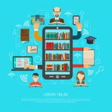 Library Online Cocept Layout Chart Print vector illustration Library Online Cocept Layout Chart Print vector illustration