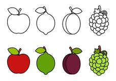 Libro da colorare con i frutti, coloranti per i bambini royalty illustrazione gratis Libro da colorare con i frutti, coloranti per i bambini royalty illustrazione gratis