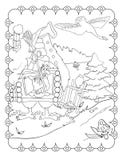 Libro da colorare di Baba Yaga And Hut illustrazione vettoriale Libro da colorare di Baba Yaga And Hut illustrazione vettoriale