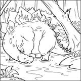 Libro de colorear para los niños con un dinosaurio pintado a mano en estilo de la historieta stock de ilustración Libro de colorear para los niños con un dinosaurio pintado a mano en estilo de la historieta stock de ilustración