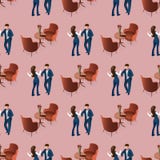 Liebes-Paare, die am Restaurant-nahtlosen Muster datieren stock abbildung Liebes-Paare, die am Restaurant-nahtlosen Muster datieren stock abbildung