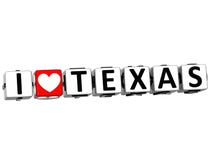 Liebes-Texas Button Click Here Block-Text 3D I stock abbildung Liebes-Texas Button Click Here Block-Text 3D I stock abbildung