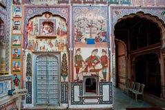 Life of people on the murals of old mansion stock photo Life of people on the murals of old mansion stock photo
