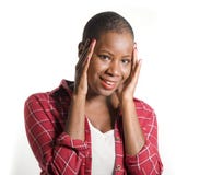 Lifestyle fresh portrait of young attractive and happy cool black afro american woman in casual shirt smiling positive isolated on stock image Lifestyle fresh portrait of young attractive and happy cool black afro american woman in casual shirt smiling positive isolated on stock image