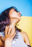 Lifestyle people concept. young pretty smiling indian girl with long nails wearing lot of jewelry rings, asian summer stock images Lifestyle people concept. young pretty smiling indian girl with long nails wearing lot of jewelry rings, asian summer stock images