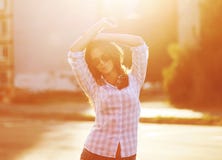 Lifestyle photo beautiful sensual woman in sunglasses outdoors stock images Lifestyle photo beautiful sensual woman in sunglasses outdoors stock images