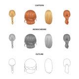 Light braid, fish tail and other types of hairstyles. Back hairstyle set collection icons in cartoon,outline,monochrome royalty free illustration Light braid, fish tail and other types of hairstyles. Back hairstyle set collection icons in cartoon,outline,monochrome royalty free illustration