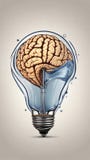 Light Bulb with Brain Inside for Innovative Company Logo.