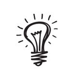 Light bulb - vector icon illustration in sketch draw design style. Lamp minimal symbol. Creative idea concept sin royalty free illustration Light bulb - vector icon illustration in sketch draw design style. Lamp minimal symbol. Creative idea concept sin royalty free illustration