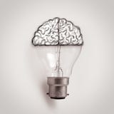 Light Bulb With Hand Drawn Brain As Creative Idea Royalty Free Stock Photos