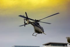 Light helicopter when landing on helipad