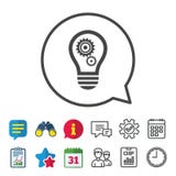 Light lamp sign icon. Bulb with gears symbol. Royalty Free Stock Photo Light lamp sign icon. Bulb with gears symbol. Royalty Free Stock Photo