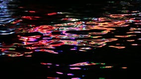 Light reflections on water at night