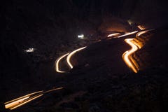 Light trails on Jabal Jais mountain road at night Stock Photography Light trails on Jabal Jais mountain road at night Stock Photography