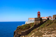 Lighthouse at Cabo de São Vicente in Portugal stock photo Lighthouse at Cabo de São Vicente in Portugal stock photo