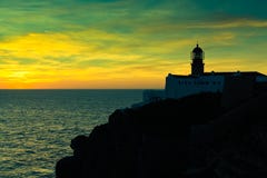 Lighthouse of Cabo Sao Vicente, Portugal at Sunset stock photography Lighthouse of Cabo Sao Vicente, Portugal at Sunset stock photography