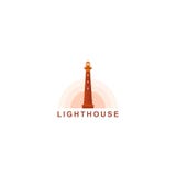 The lighthouse logo design, the lighthouse tower with the background of the sunset vector illustration The lighthouse logo design, the lighthouse tower with the background of the sunset vector illustration