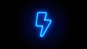 Lightning Bolt Neon Sign Appear in Center and Disappear after Some Time.  Loop Animation of Blue Neon Symbol Stock Video - Video of 60fps, burning:  200355025