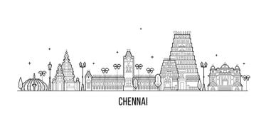 Ligne de vecteur de ville de Tamil Nadu Inde d'horizon de Chennai illustration libre de droits Ligne de vecteur de ville de Tamil Nadu Inde d'horizon de Chennai illustration libre de droits