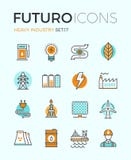 Ligne icônes de futuro d'industrie lourde illustration stock Ligne icônes de futuro d'industrie lourde illustration stock
