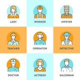 Ligne icônes de profession de personnes réglées illustration libre de droits Ligne icônes de profession de personnes réglées illustration libre de droits