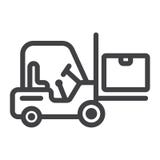 Ligne icône de camion de livraison de chariot élévateur, logistique illustration stock Ligne icône de camion de livraison de chariot élévateur, logistique illustration stock