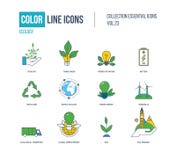 Ligne mince icônes de couleur réglées Écologie, énergie verte illustration stock Ligne mince icônes de couleur réglées Écologie, énergie verte illustration stock
