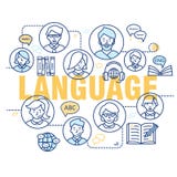 Ligne mince moderne concepts d'apprendre des langues étrangères, école de formation linguistique illustration stock Ligne mince moderne concepts d'apprendre des langues étrangères, école de formation linguistique illustration stock