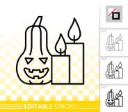 Ligne noire simple icône de potiron de Halloween de vecteur illustration stock Ligne noire simple icône de potiron de Halloween de vecteur illustration stock