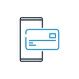Ligne simple d'icône de vecteur de téléphone portable - symbole de crédit de banque itinérante et de carte illustration libre de droits Ligne simple d'icône de vecteur de téléphone portable - symbole de crédit de banque itinérante et de carte illustration libre de droits
