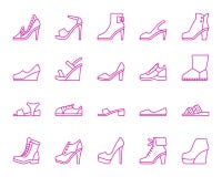 Ligne ultra-violette simple ensemble de chaussures de vecteur d'icônes illustration libre de droits Ligne ultra-violette simple ensemble de chaussures de vecteur d'icônes illustration libre de droits