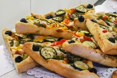 Ligurian Focaccia With Vegetables Royalty Free Stock Image