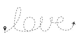Lijn van de vliegtuig de vindende liefde in de lucht stock illustratie Lijn van de vliegtuig de vindende liefde in de lucht stock illustratie