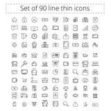 90 lijnpictogrammen royalty-vrije illustratie 90 lijnpictogrammen royalty-vrije illustratie