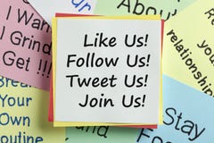 Like us follow us tweet us join us concept of social media marketing stock photography Like us follow us tweet us join us concept of social media marketing stock photography
