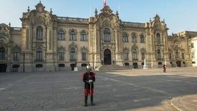 LIMA, PERU- JUNE, 12, 2016: side on view of government palace in lima, peru royalty free stock images LIMA, PERU- JUNE, 12, 2016: side on view of government palace in lima, peru royalty free stock images