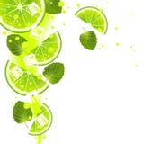 Lime with Mint Leaves and Splashes of Juice vector illustration Lime with Mint Leaves and Splashes of Juice vector illustration
