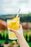 Limonada do citrino na mão imagem de stock Limonada do citrino na mão imagem de stock