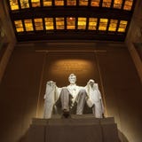 Lincoln Memorial statue at night stock image Lincoln Memorial statue at night stock image
