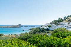 Lindos Rhodes/Grekland Maj 2 2019 arkivfoto Lindos Rhodes/Grekland Maj 2 2019 arkivfoto