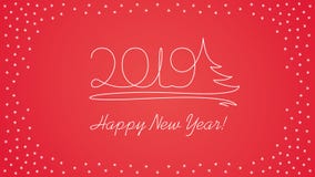 2019 line art text - New Year Card. On red background stock illustration 2019 line art text - New Year Card. On red background stock illustration