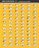 Line icon pack cloud black and white royalty free illustration Line icon pack cloud black and white royalty free illustration