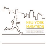 Line silhouettes of female runner. Running marathon, poster design royalty free illustration Line silhouettes of female runner. Running marathon, poster design royalty free illustration