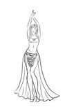 Linea disegnata a mano illustrazione del ballerino di pancia di arte per la progettazione ballo orientale o del club di yoga, eve illustrazione di stock Linea disegnata a mano illustrazione del ballerino di pancia di arte per la progettazione ballo orientale o del club di yoga, eve illustrazione di stock