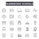 Linea icone della scuola elementare per il web e la progettazione mobile Segni editabili del colpo Concetto del profilo della scu illustrazione vettoriale Linea icone della scuola elementare per il web e la progettazione mobile Segni editabili del colpo Concetto del profilo della scu illustrazione vettoriale