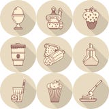 Linea piana icone dell'alimento saporito illustrazione vettoriale Linea piana icone dell'alimento saporito illustrazione vettoriale