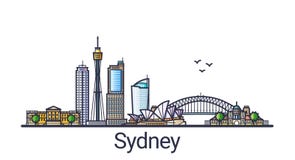 Linea piana insegna di Sydney illustrazione di stock Linea piana insegna di Sydney illustrazione di stock
