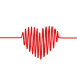 Linea rossa di battito cardiaco in una forma di cuore su fondo bianco Grafico di vettore di ECG, o elettrocardiogramma Fotografia Stock Linea rossa di battito cardiaco in una forma di cuore su fondo bianco Grafico di vettore di ECG, o elettrocardiogramma Fotografia Stock