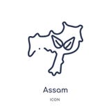 Lineair assampictogram van het overzichtsinzameling van India Dun lijn assam pictogram dat op witte achtergrond wordt geïsoleerd vector illustratie Lineair assampictogram van het overzichtsinzameling van India Dun lijn assam pictogram dat op witte achtergrond wordt geïsoleerd vector illustratie