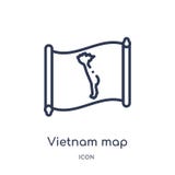 Lineair de kaartpictogram van Vietnam van Countrymaps-overzichtsinzameling Dunne de kaartvector van lijnvietnam die op witte acht vector illustratie Lineair de kaartpictogram van Vietnam van Countrymaps-overzichtsinzameling Dunne de kaartvector van lijnvietnam die op witte acht vector illustratie